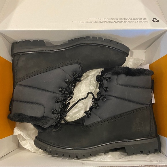 Timberland Premium 6 IN Warm Lined Black Ankle Boots Bootie Shoes Flats 8.5 NEW - Picture 6 of 8